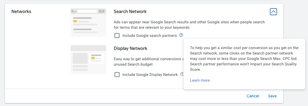 Image showing Google search and display network representing the importance of right settings for optimum performance marketing